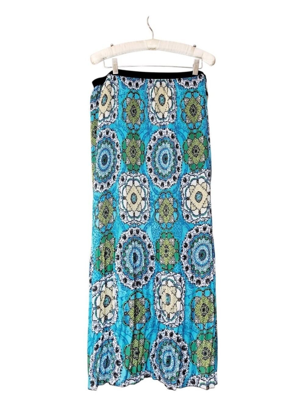 One World Colorful Boho Hippie Peasant Maxi Skirt L